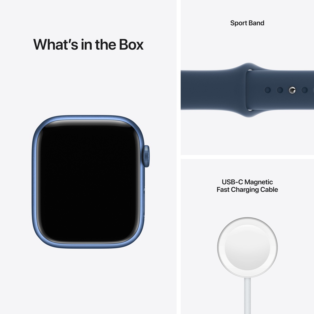 Apple Watch Series 7 Blue Aluminium Case with Abyss Blue Sport Band (41mm,  GPS and Cellular)